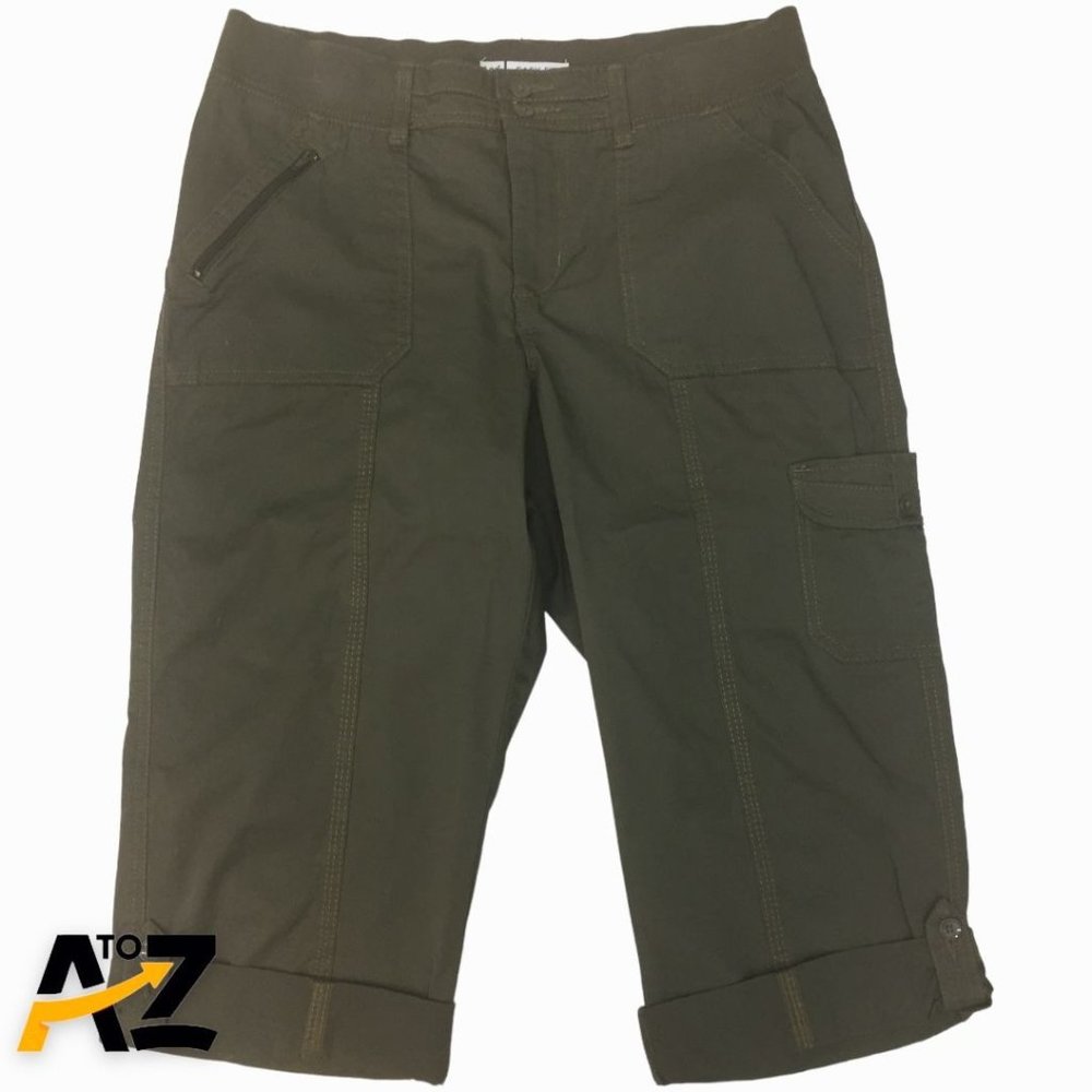 Lee Easy Fit Womens Short Cargo Pants Size M Brown Stretch Cuffed